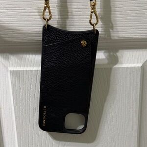 Bandolier Black Phone Case with Gold Hardware